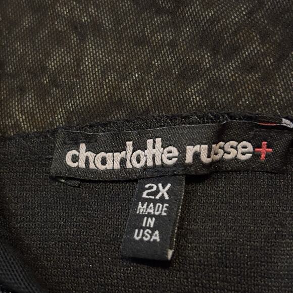 90s Charlotte Russe Black Sheer Deep V Lace Bodice Long Sleeve 2X (Modern Large) - Picture 5 of 5